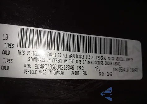 2018 Chrysler Pacifica Touring L из США, поврежденный, VIN 2C4RC1BG8JR312346